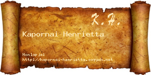 Kapornai Henrietta névjegykártya