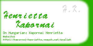 henrietta kapornai business card